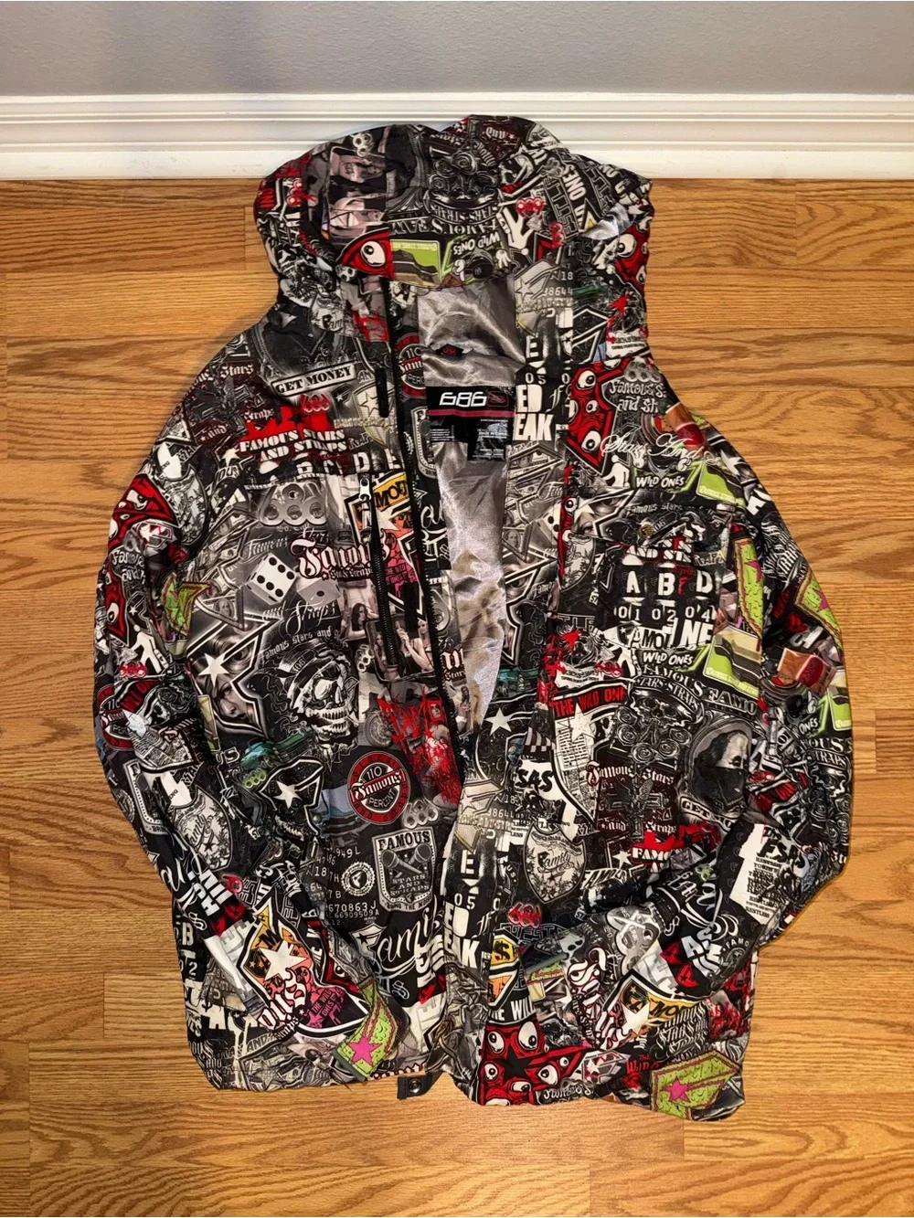Rare Famous Stars and Straps All-Over Print Jacket Y2K